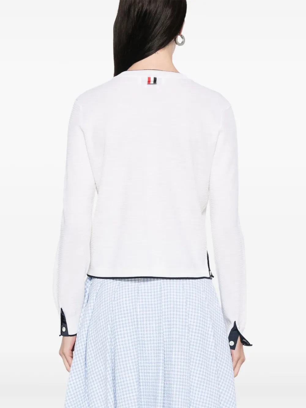 Thom Browne 4 Bar Stripes vest met textuur Wit