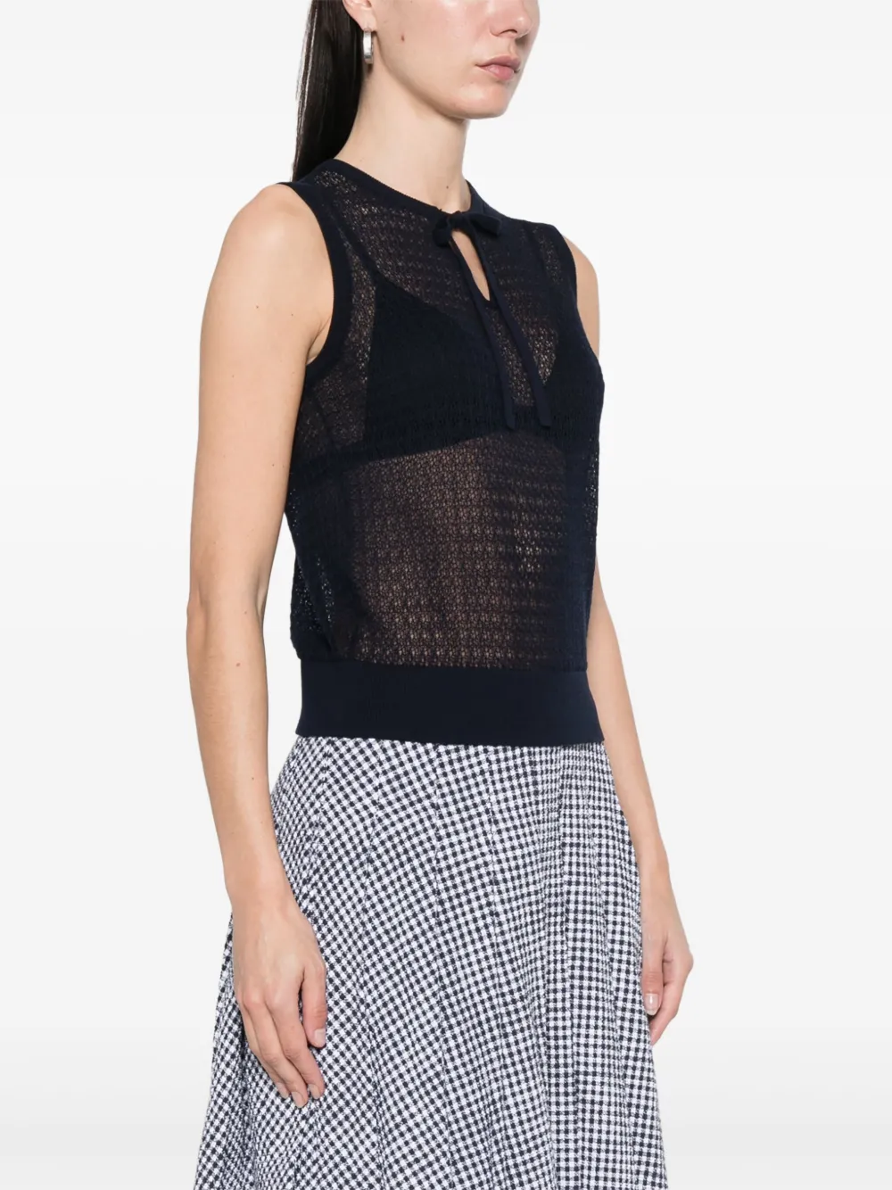 Thom Browne Top met gestrikte hals Blauw
