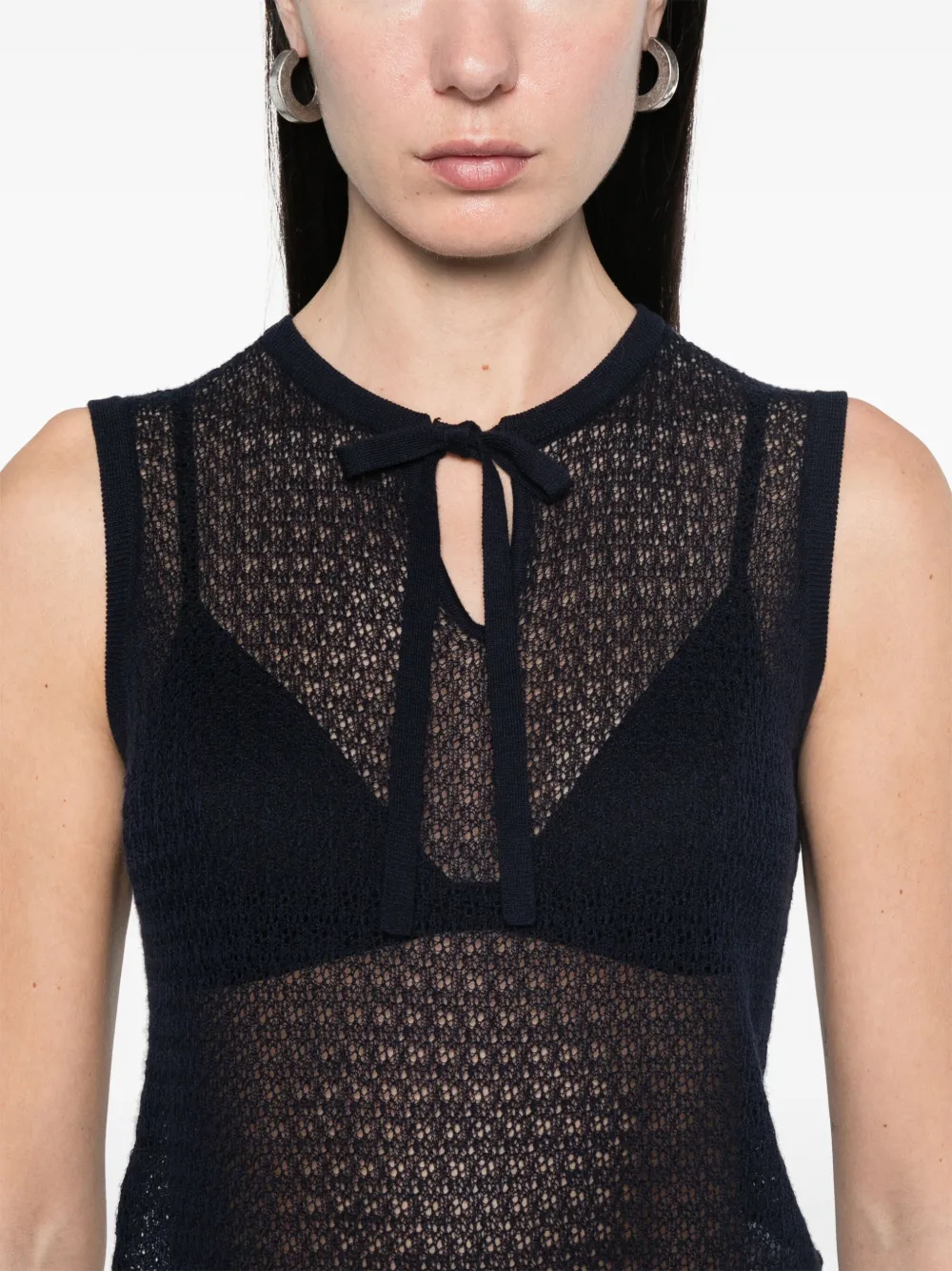 Thom Browne Top met gestrikte hals Blauw