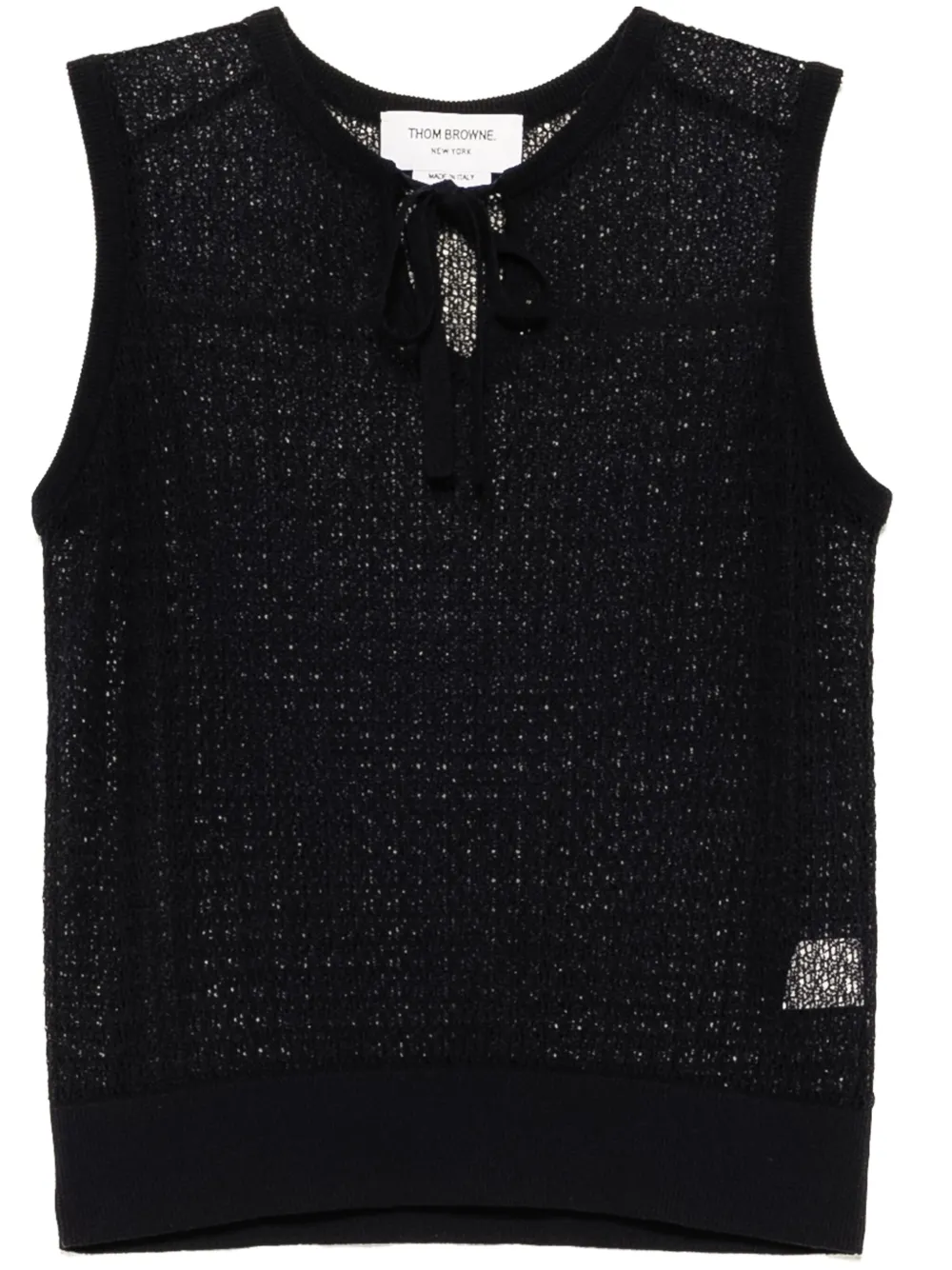 Thom Browne Top met gestrikte hals Blauw