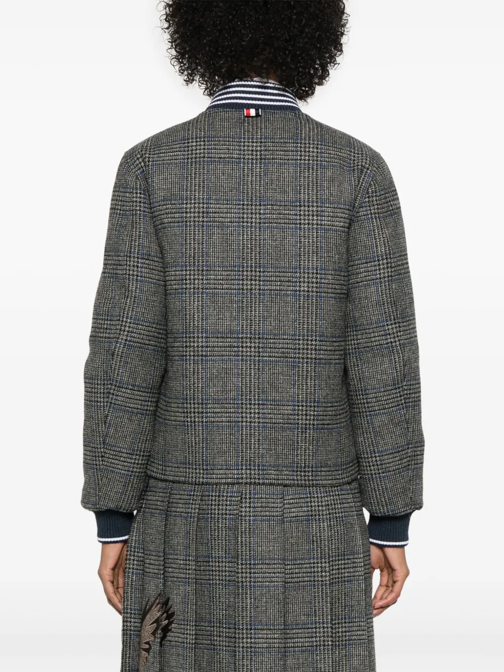 Thom Browne Prince of Wales Hunting tweed bomberjack Grijs