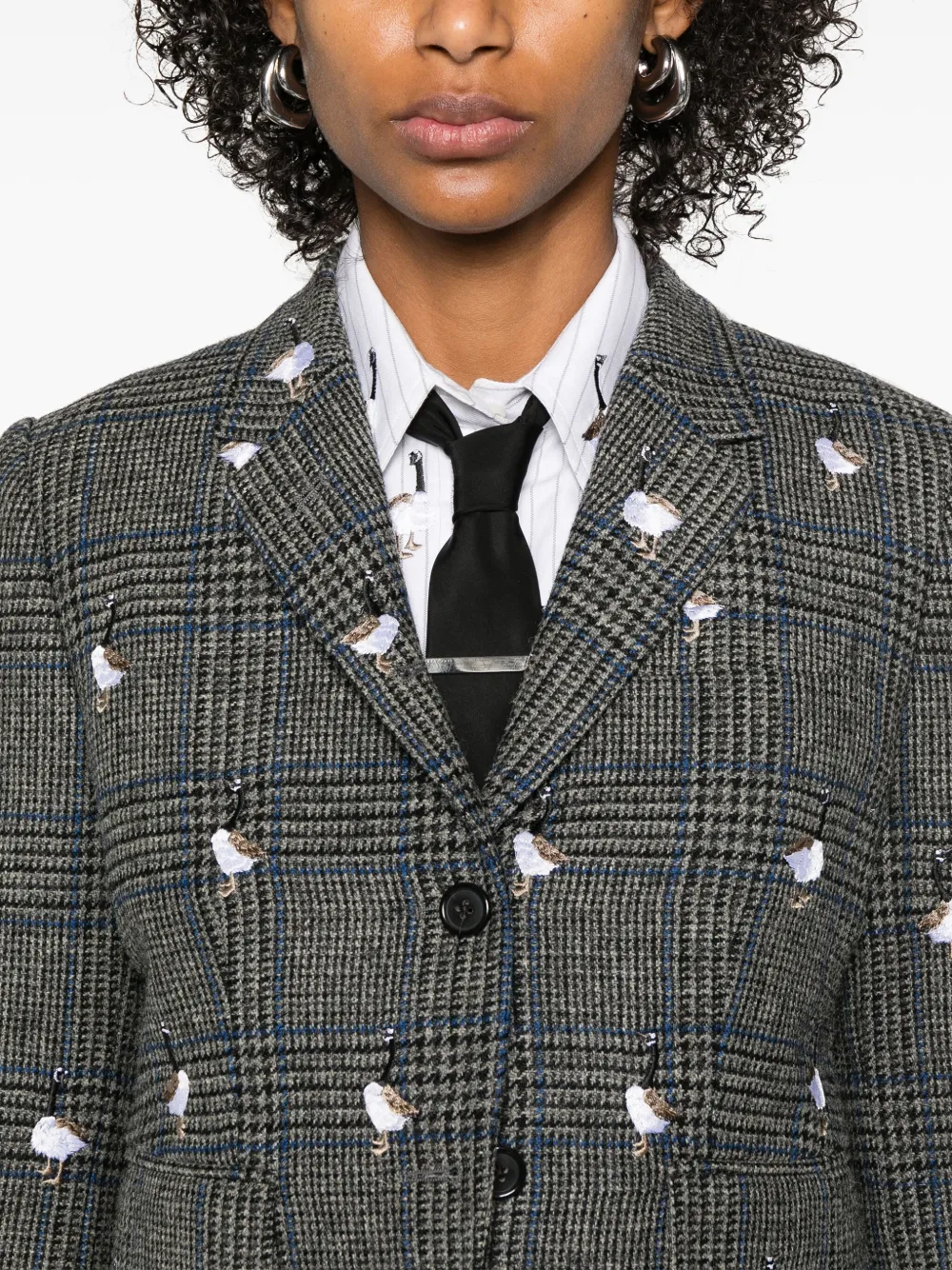 Thom Browne Prince of Wales Hunting tweed blazer Grijs