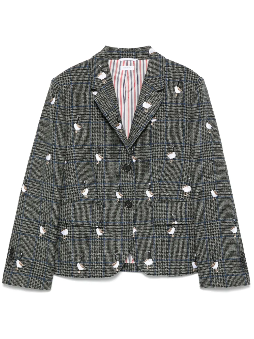 Thom Browne Prince of Wales Hunting tweed blazer Grijs