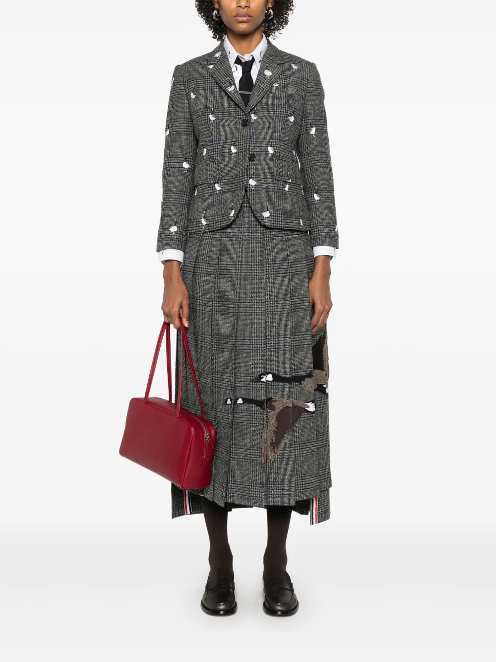 Thom Browne Prince of Wales Hunting tweed blazer Grijs