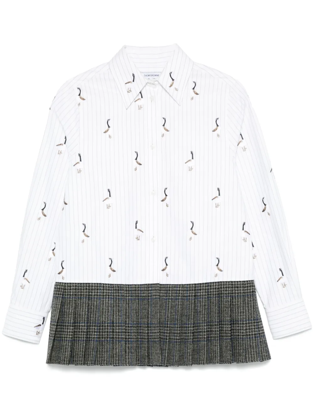 Thom Browne Gestreepte blouse met geplooide afwerking Wit