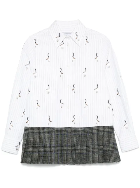 Thom Browne Camicia a righe con orlo plissettato