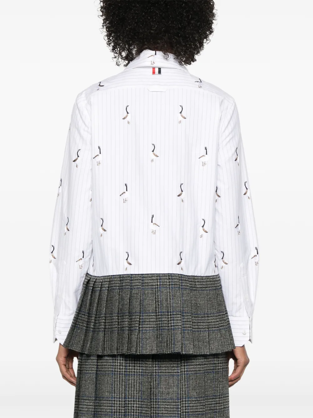 Thom Browne Gestreepte blouse met geplooide afwerking Wit