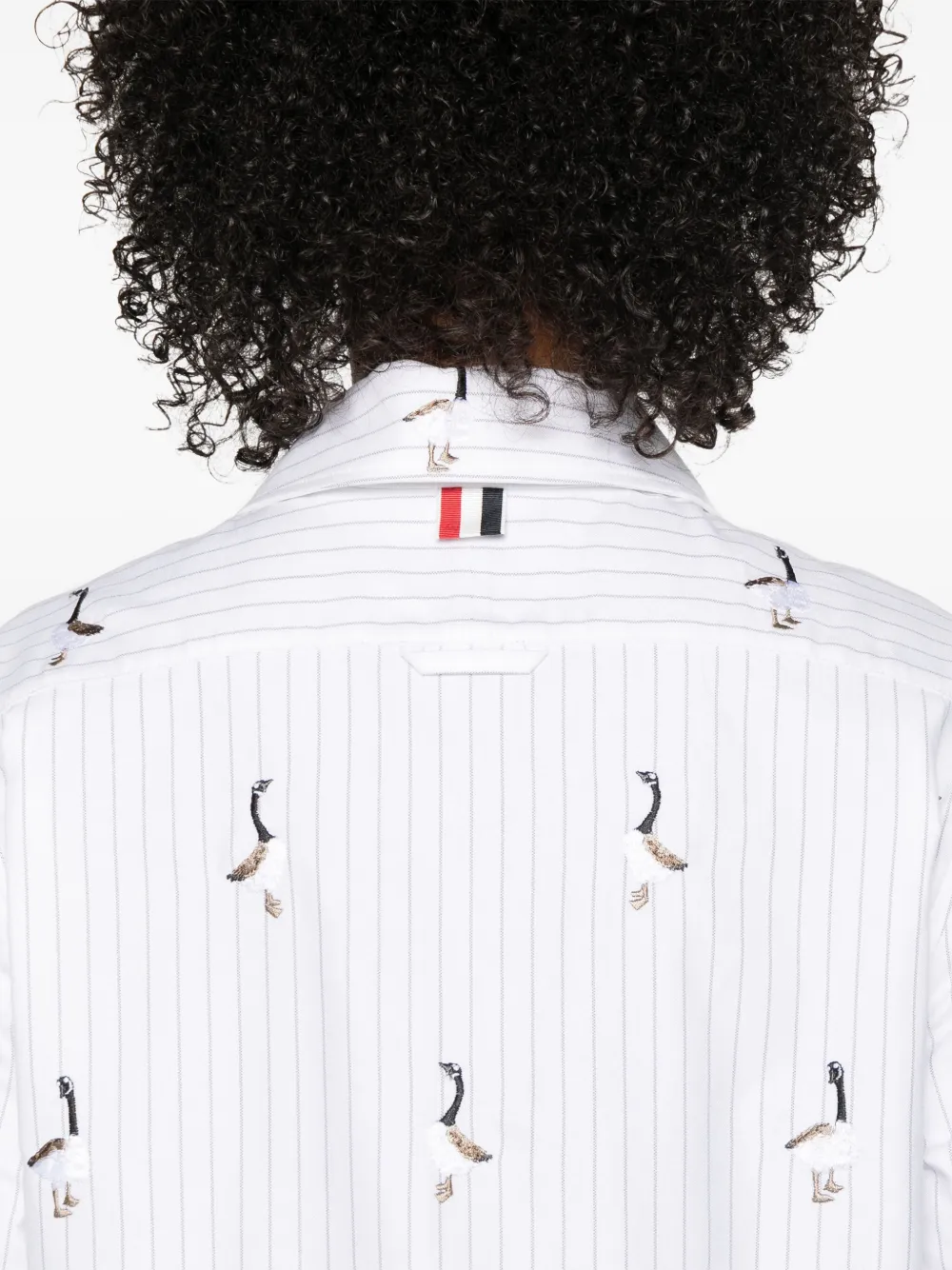 Thom Browne Gestreepte blouse met geplooide afwerking Wit