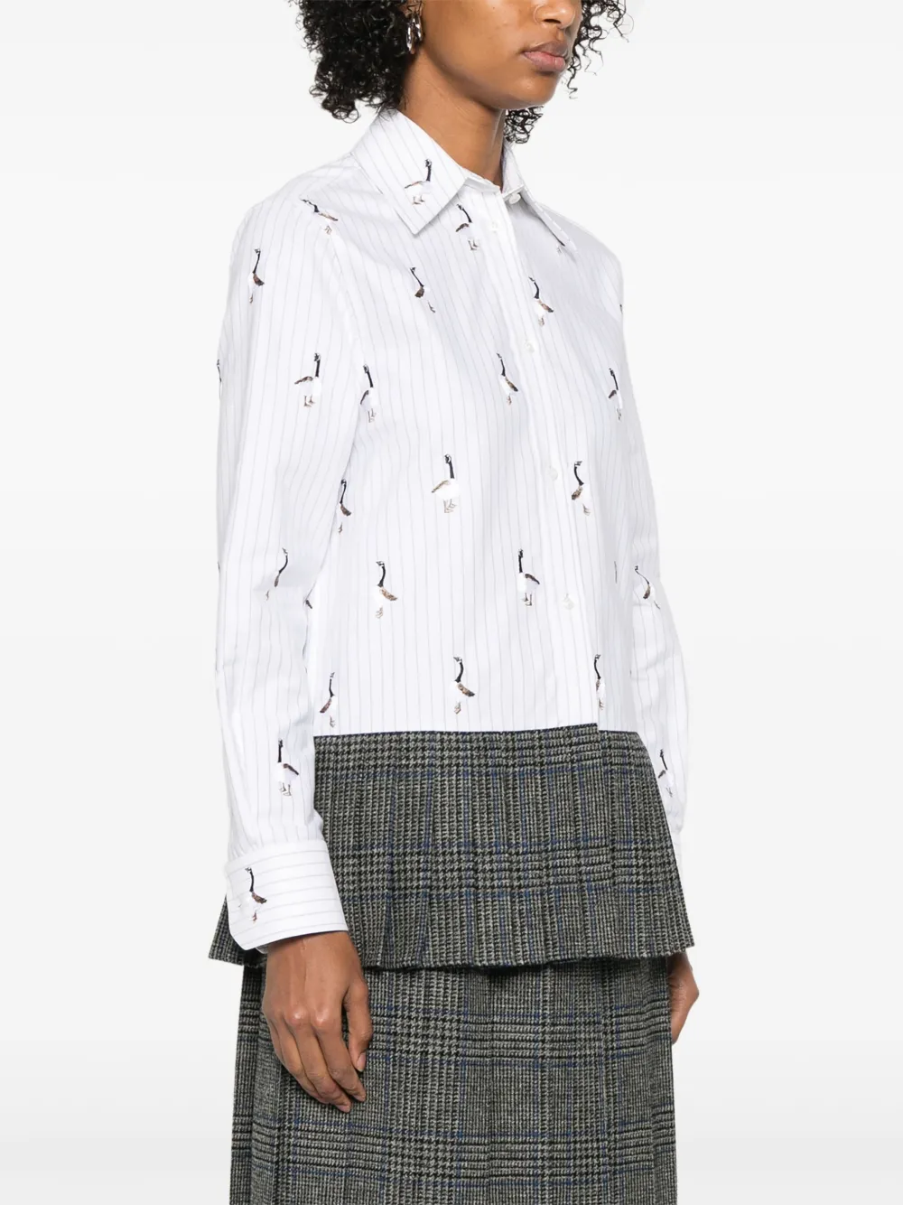 Thom Browne Gestreepte blouse met geplooide afwerking Wit