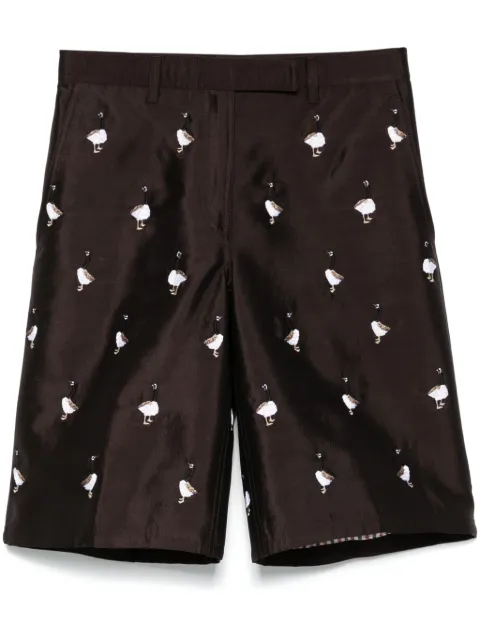 Thom Browne Goose-embroidered wide-leg shorts