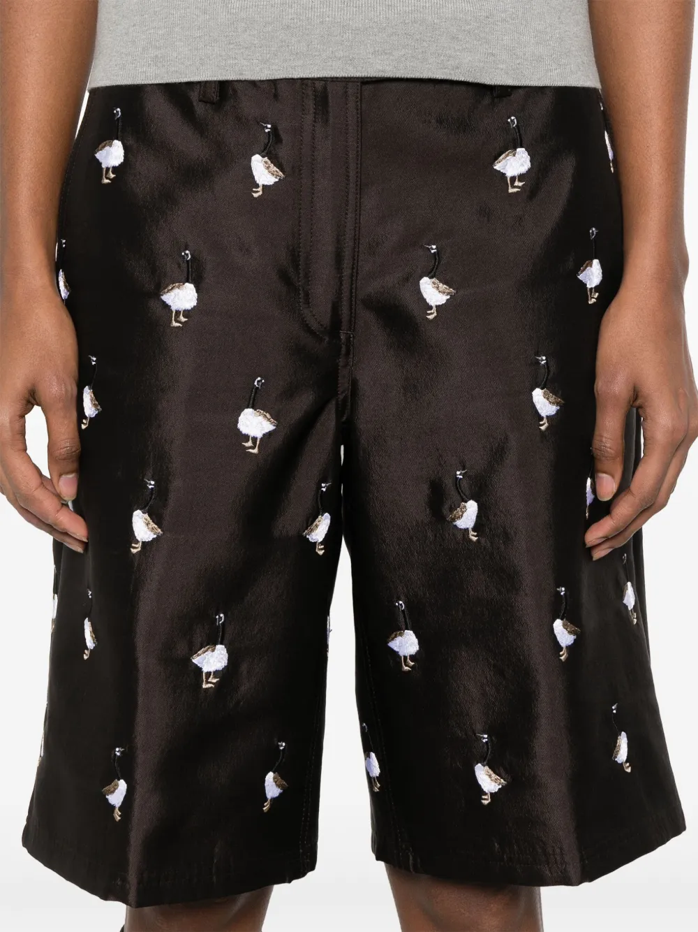 Thom Browne Shorts met borduurwerk en wijde pijpen Bruin