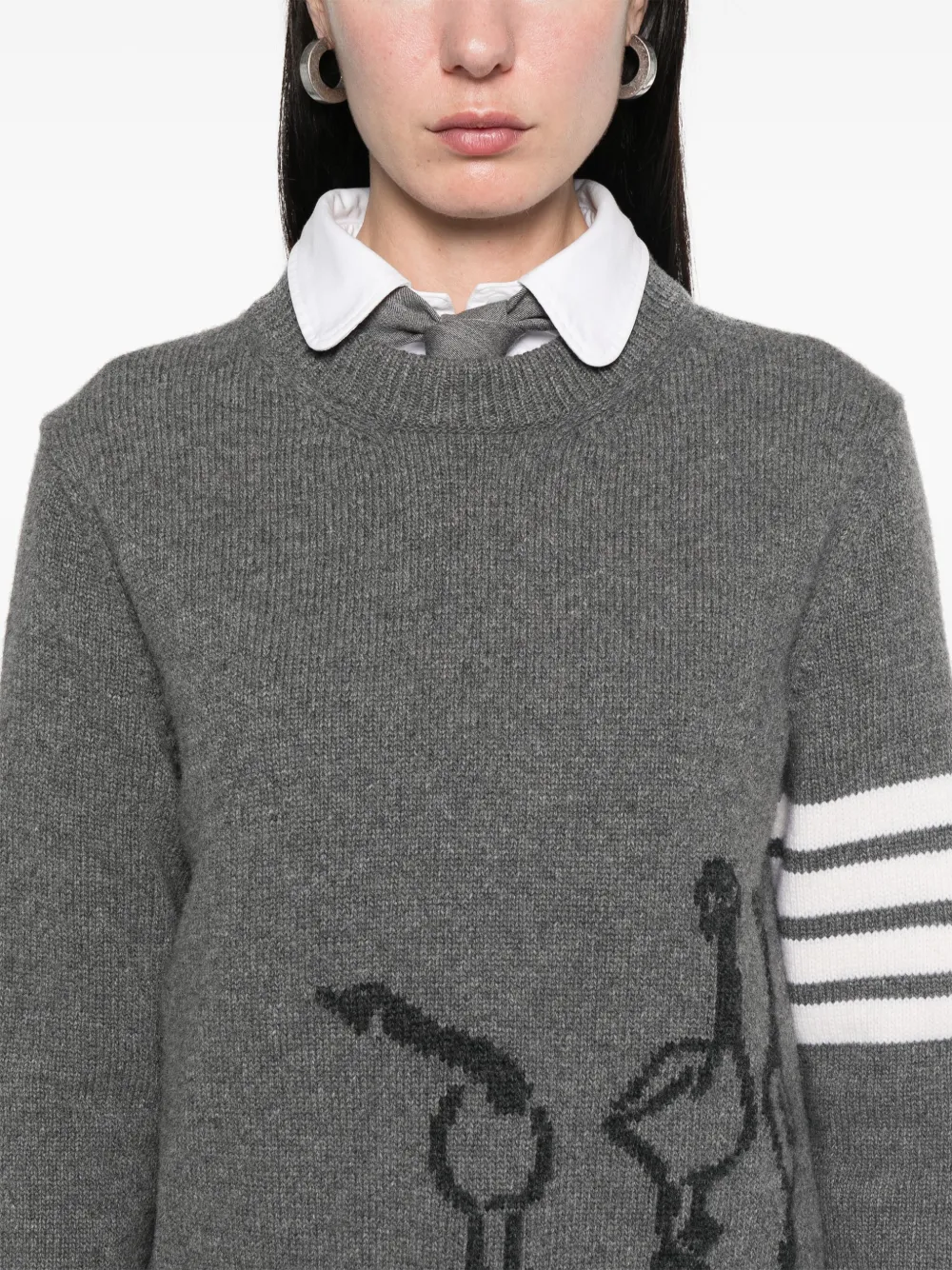 Thom Browne Trui met ronde hals en ganzen intarsia Grijs