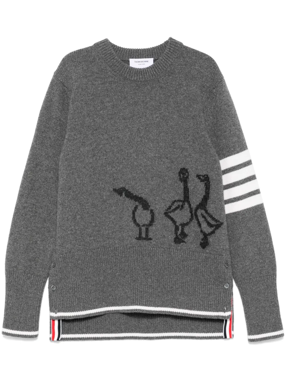 Thom Browne Trui met ronde hals en ganzen intarsia Grijs