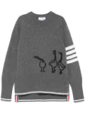 Thom Browne Geese-intarsia crewneck sweater - Grey