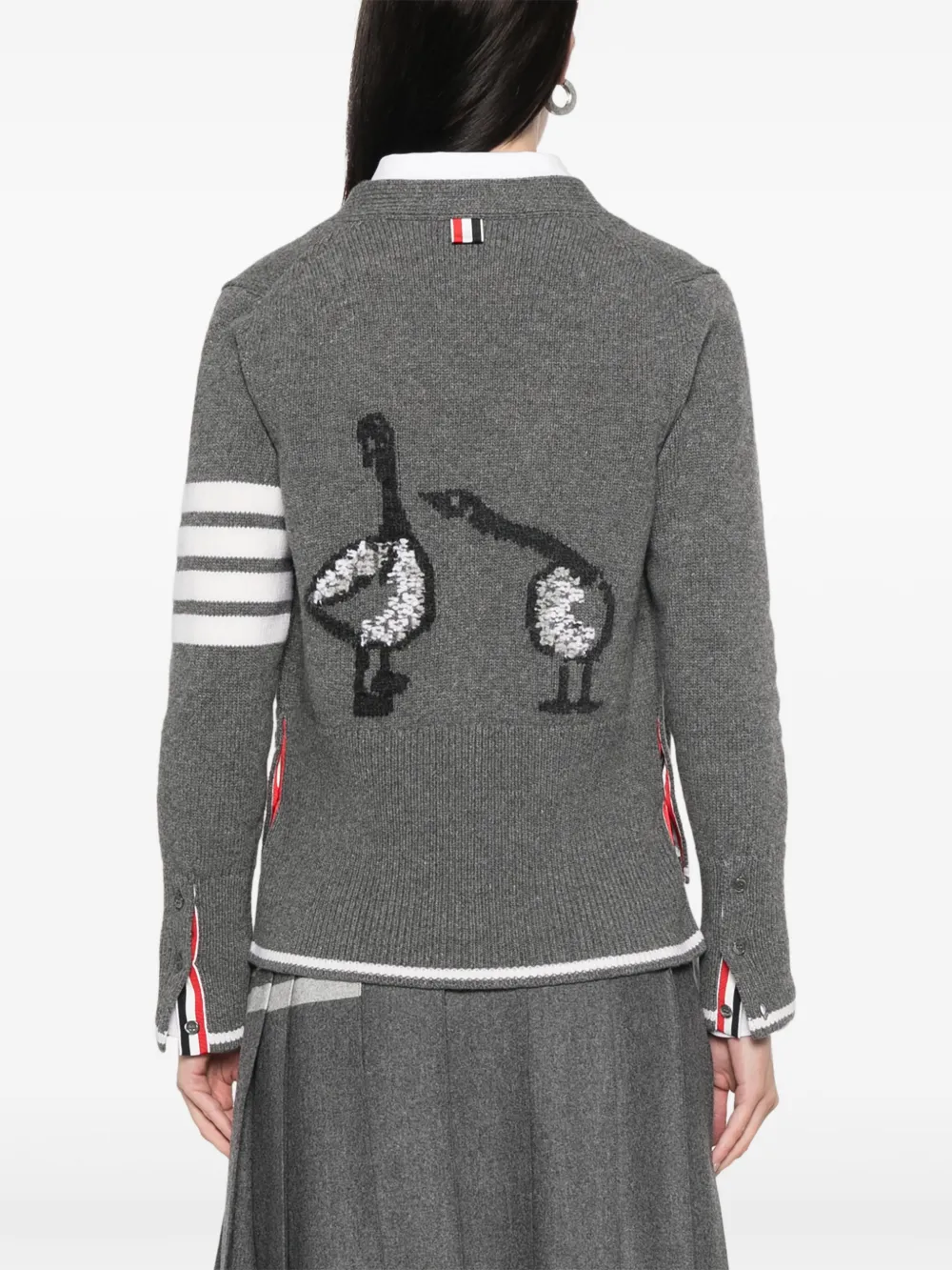 Thom Browne Vest met 4 strepen en ganzen intarsia Grijs