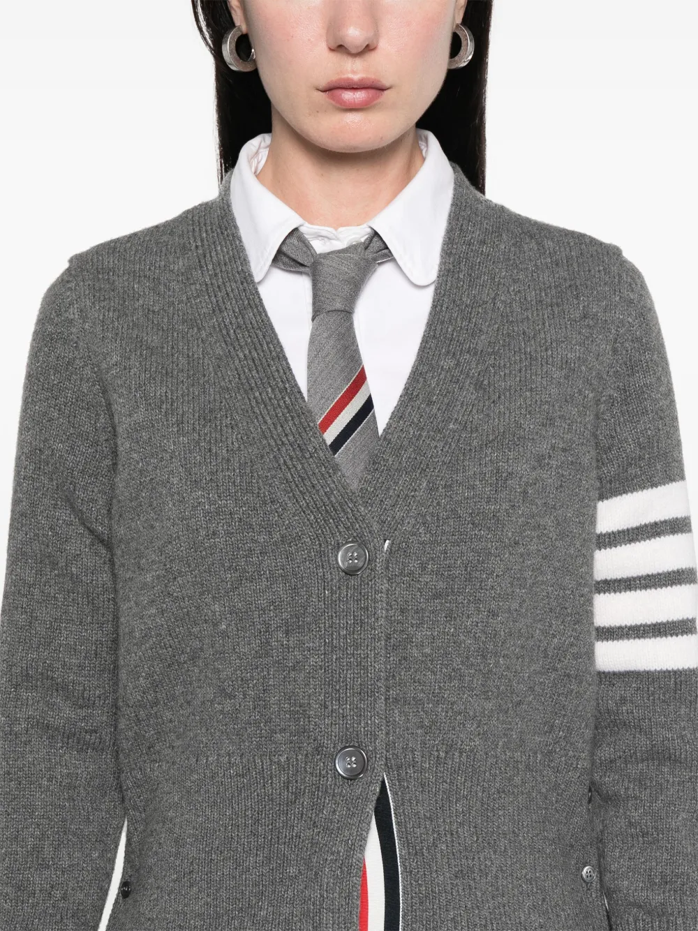 Thom Browne Vest met 4 strepen en ganzen intarsia Grijs