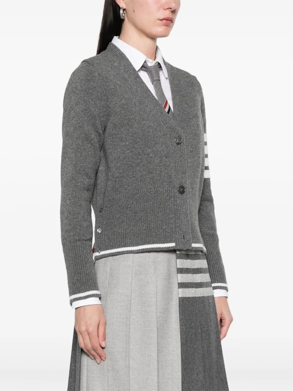 Thom Browne Vest met 4 strepen en ganzen intarsia Grijs