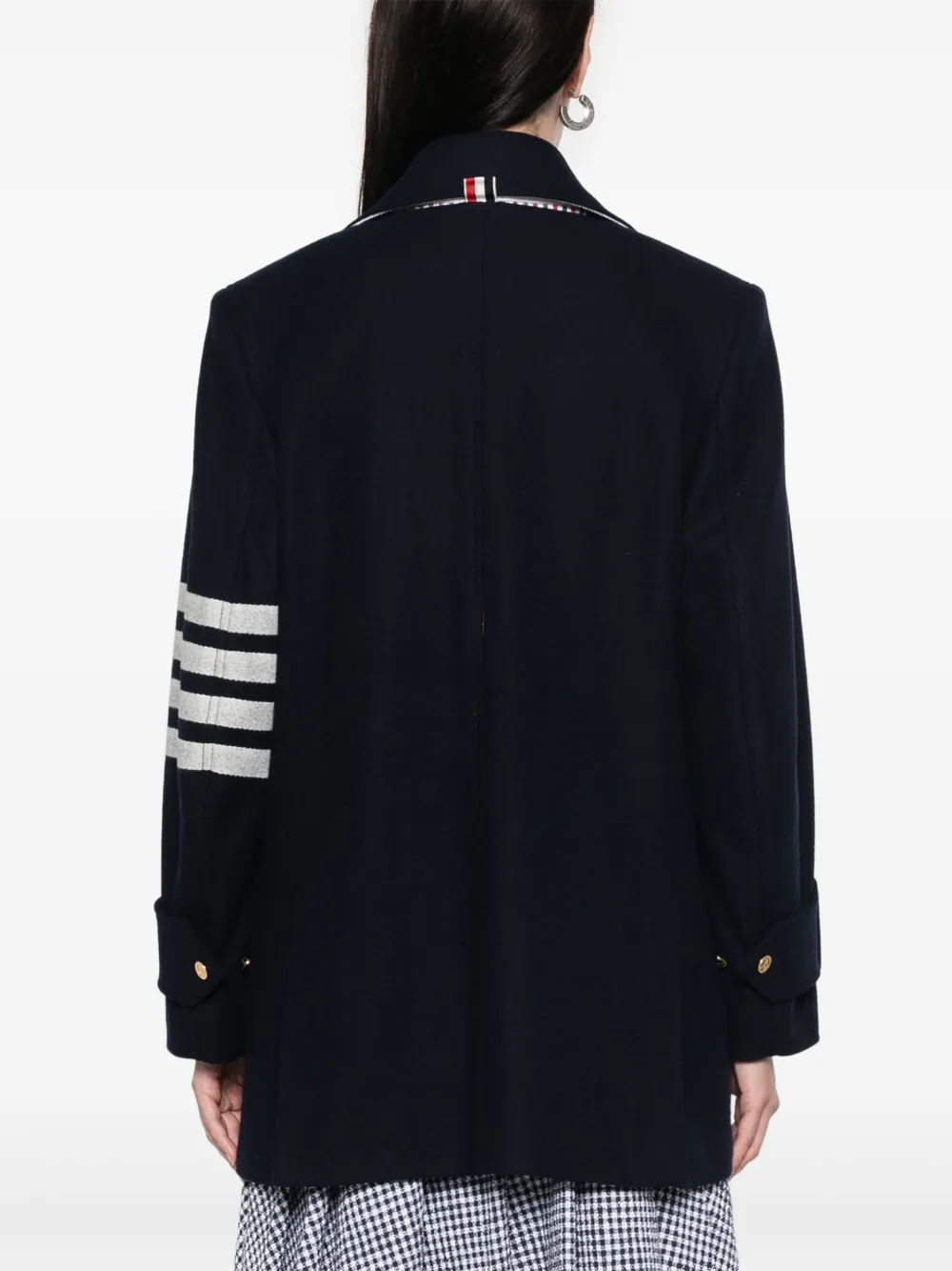 Thom Browne 4 Bar Stripes Waistcoat And Peacoat Set In Black