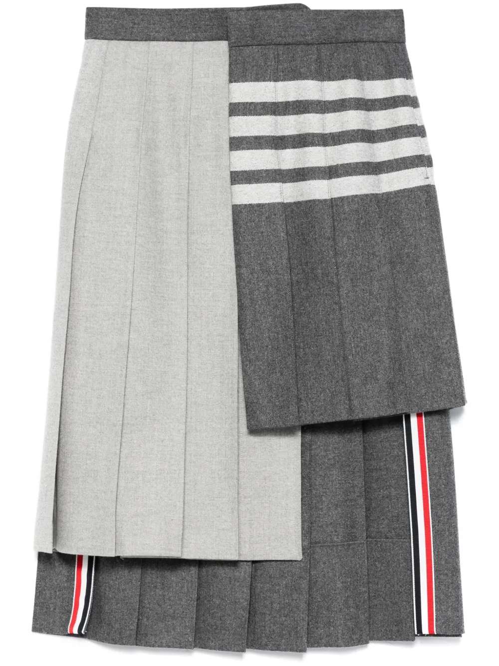 Thom Browne 4 Bar Stripes geplooide midi-rok Grijs