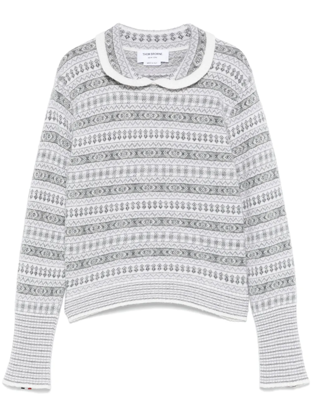 Thom Browne Trui met Peter Pan kraag en Fair Isle jacquard Wit