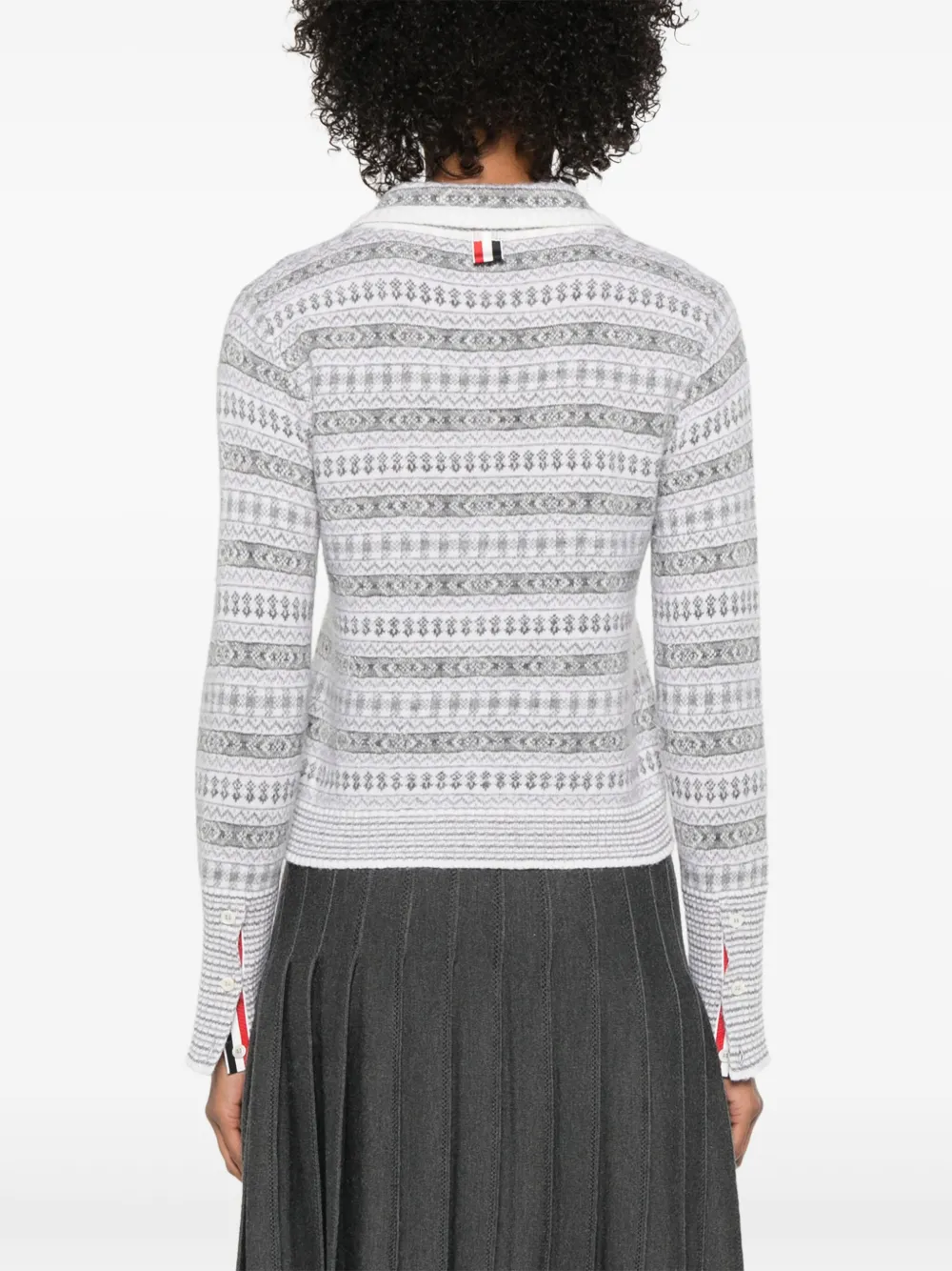 Thom Browne Trui met Peter Pan kraag en Fair Isle jacquard Wit
