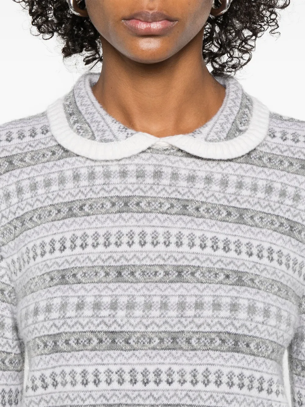 Thom Browne Trui met Peter Pan kraag en Fair Isle jacquard Wit