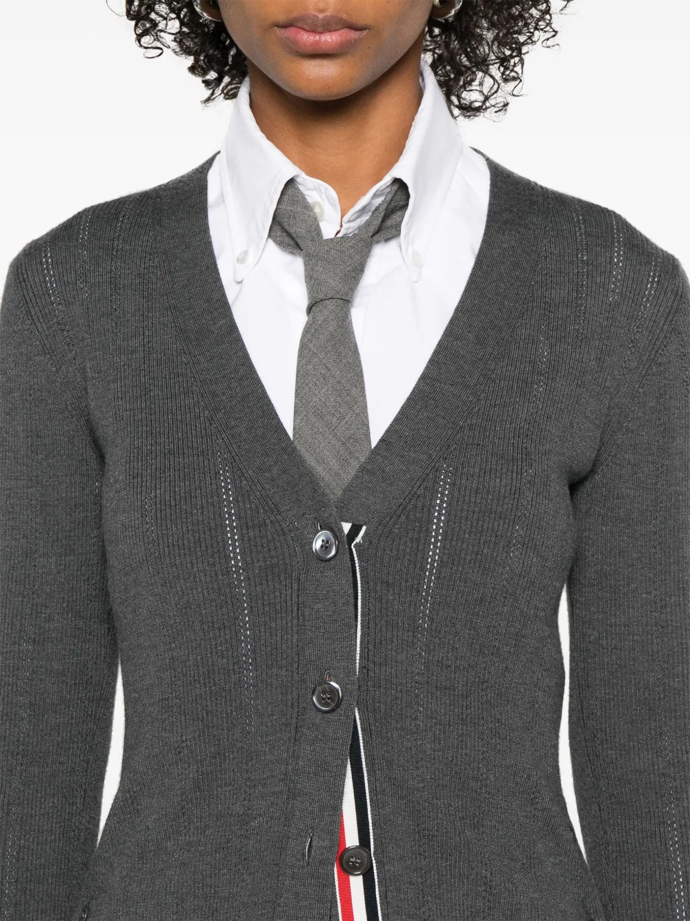 Thom Browne Pointelle ribgebreid vest Grijs