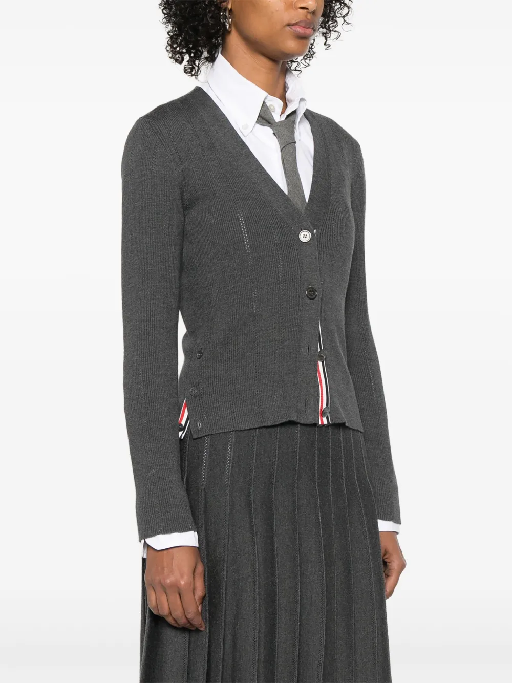 Thom Browne Pointelle ribgebreid vest Grijs