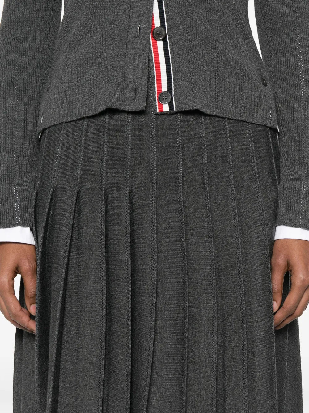 Thom Browne Geplooide pointelle midi-rok Grijs