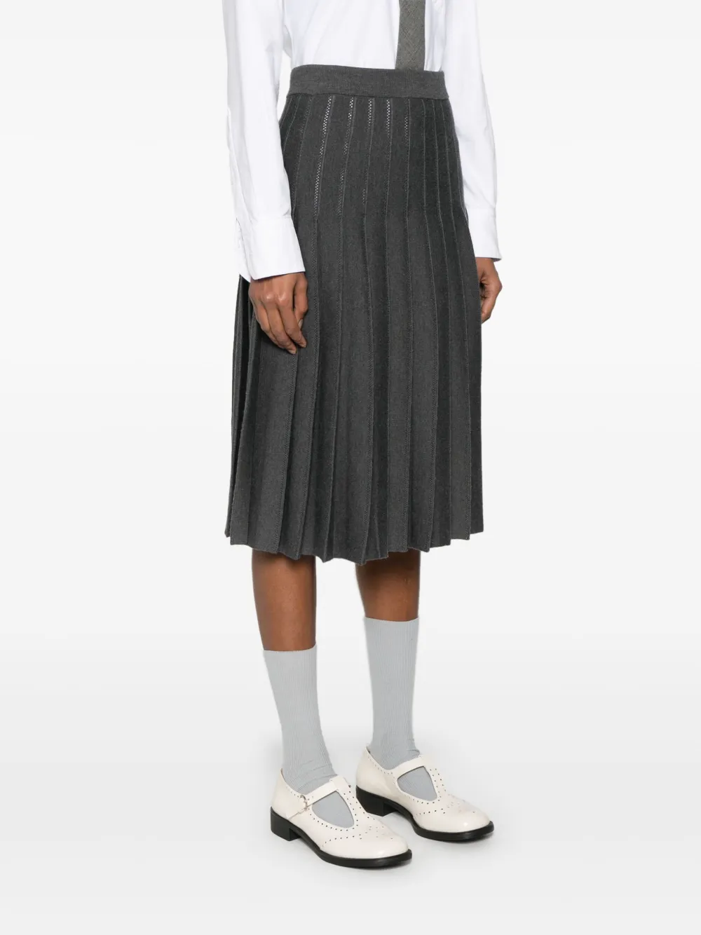 Thom Browne Geplooide pointelle midi-rok Grijs