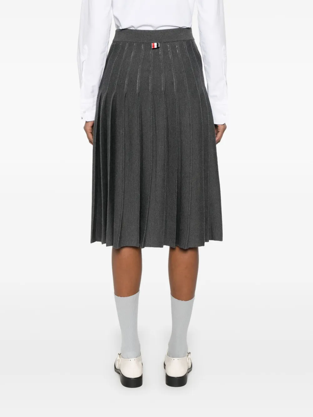 Thom Browne Geplooide pointelle midi-rok Grijs