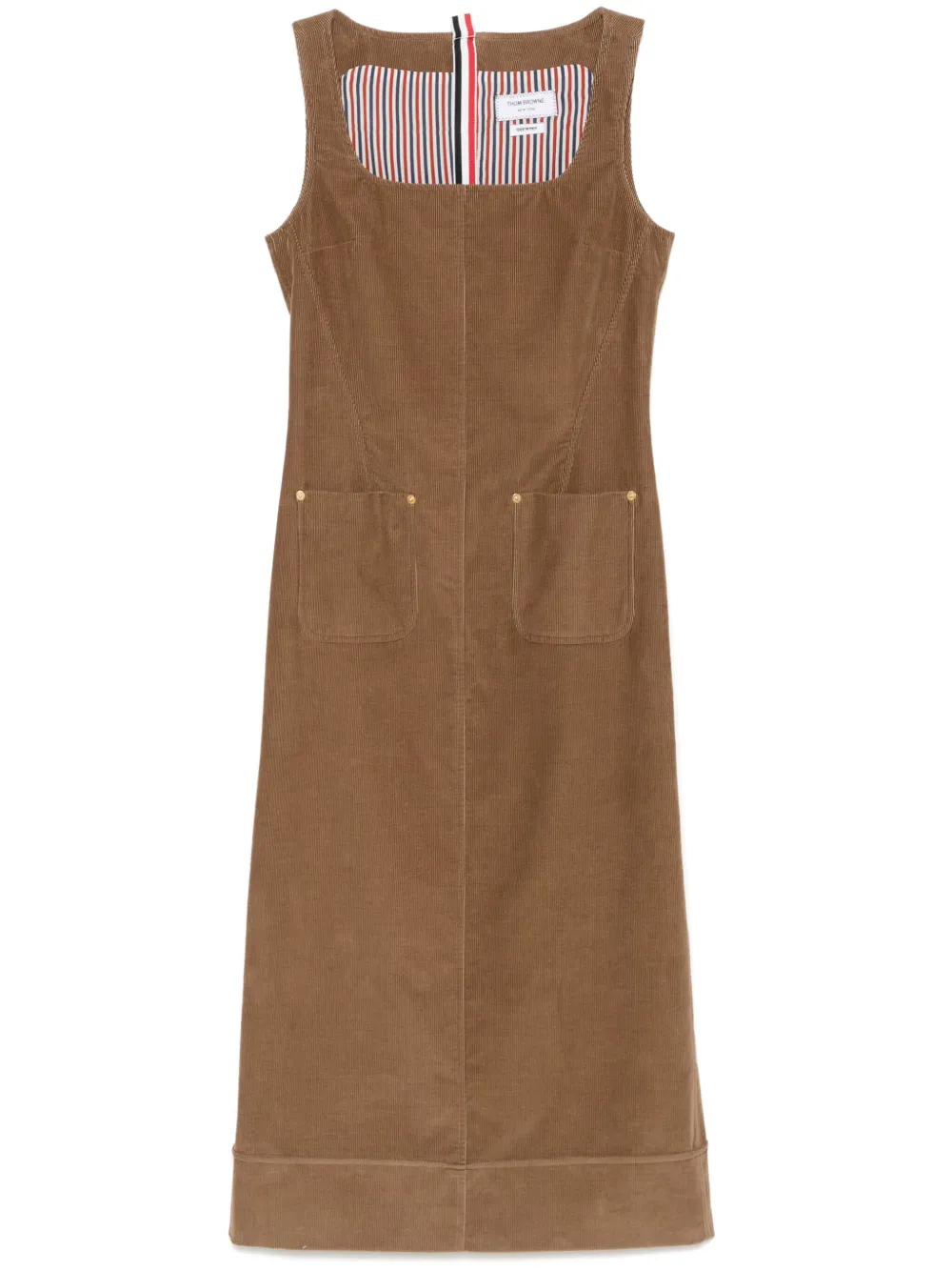 Thom Browne Ribfluwelen midi-jurk Bruin