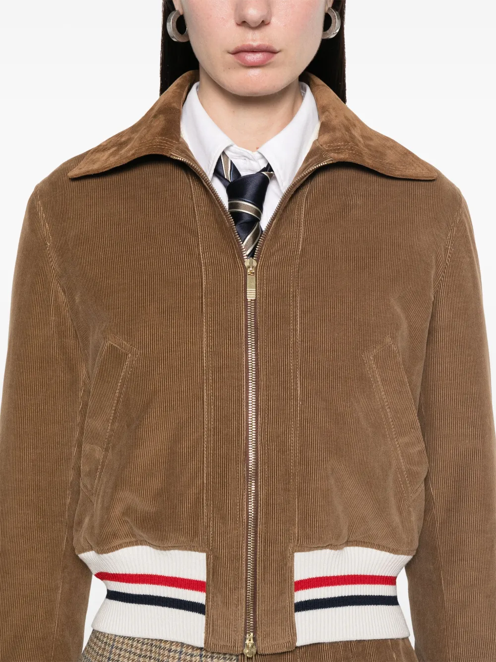 Thom Browne Ribfluwelen bomberjack Bruin