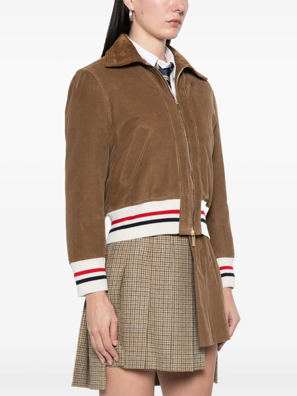 Thom Browne Ribfluwelen bomberjack Bruin