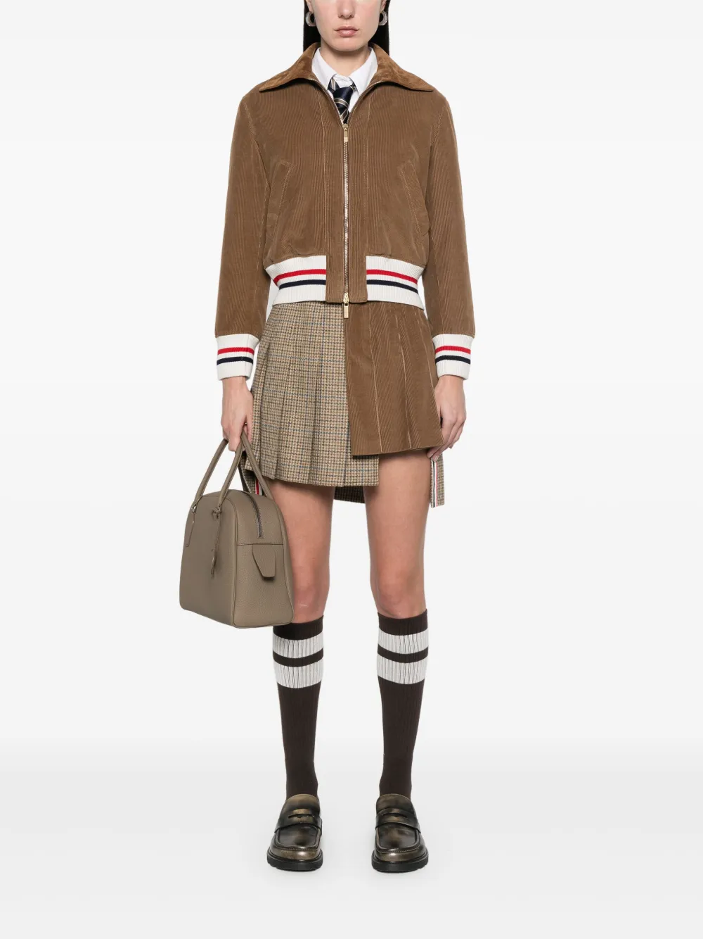 Thom Browne Ribfluwelen bomberjack Bruin