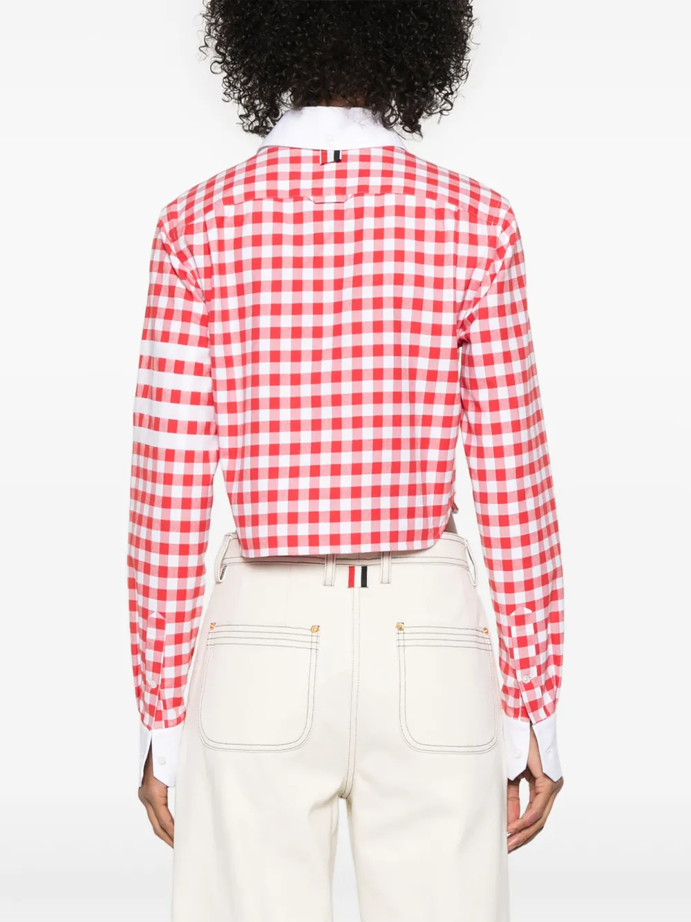 Thom Browne 4 Bar Stripes blouse met gingham ruit Rood