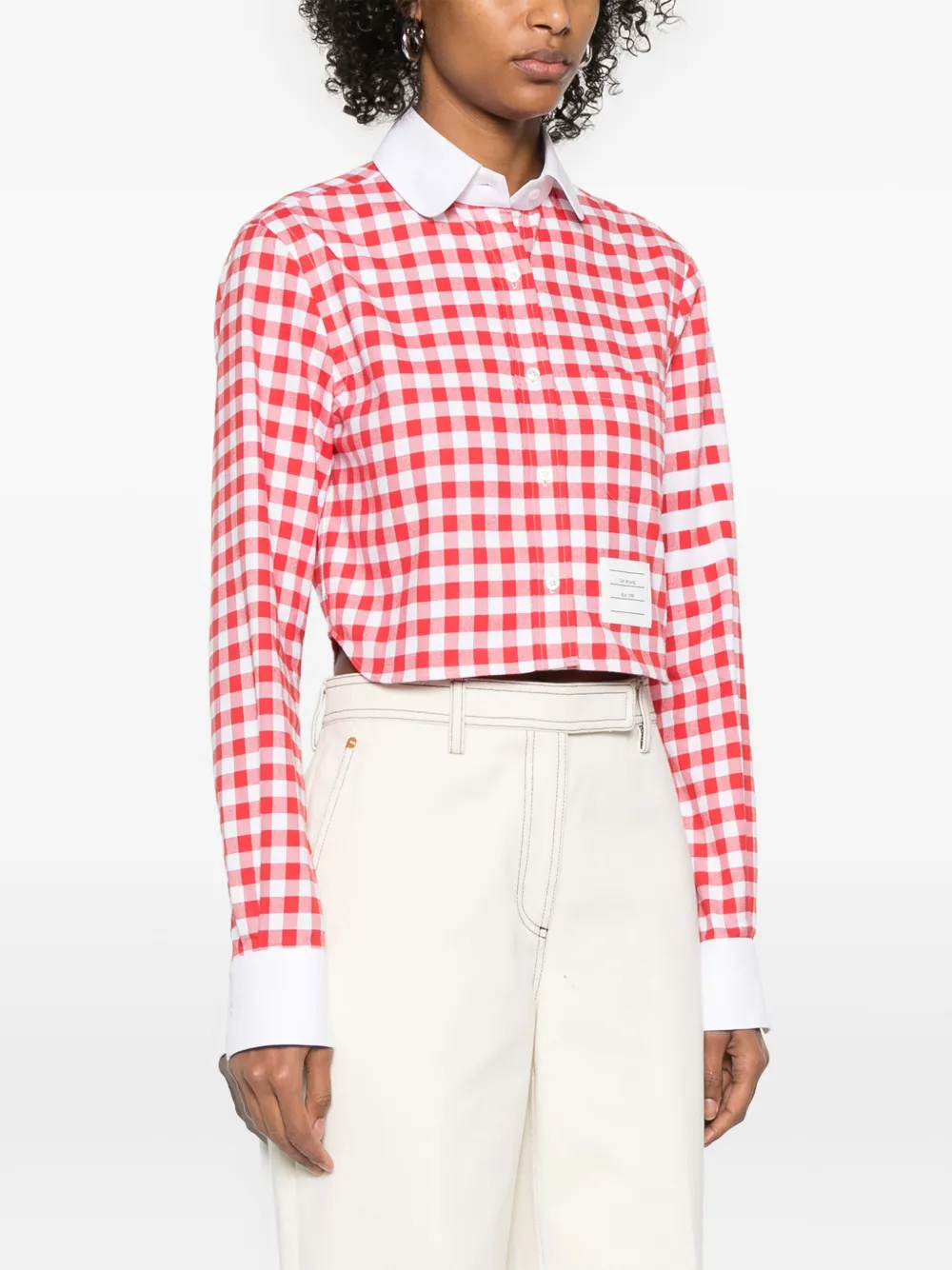 Thom Browne 4 Bar Stripes blouse met gingham ruit Rood