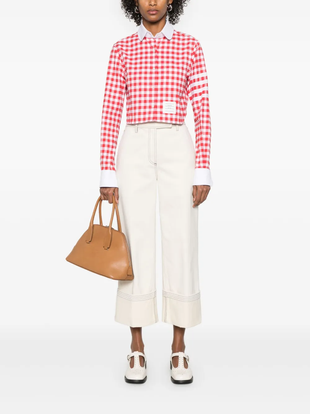 Thom Browne 4 Bar Stripes blouse met gingham ruit - Rood