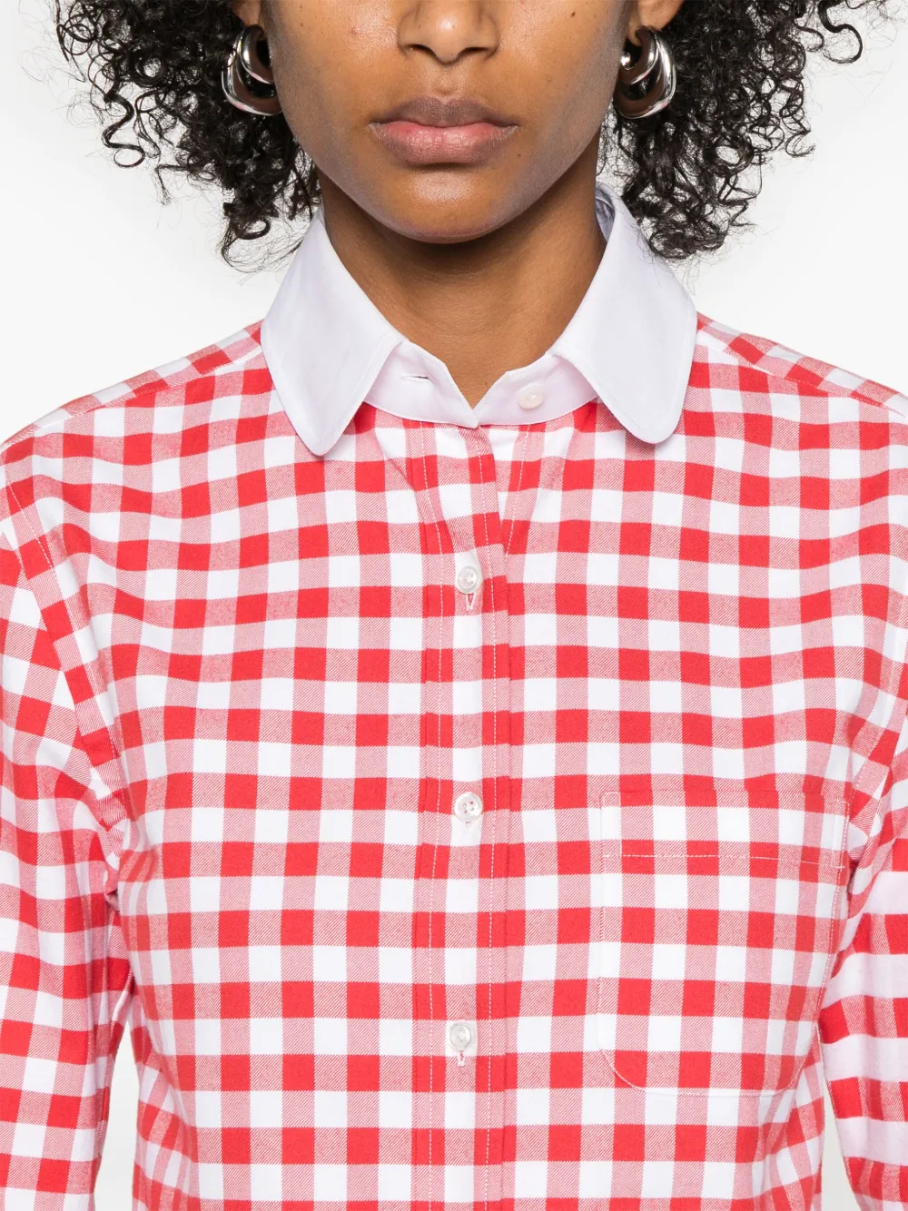 Thom Browne 4 Bar Stripes blouse met gingham ruit Rood
