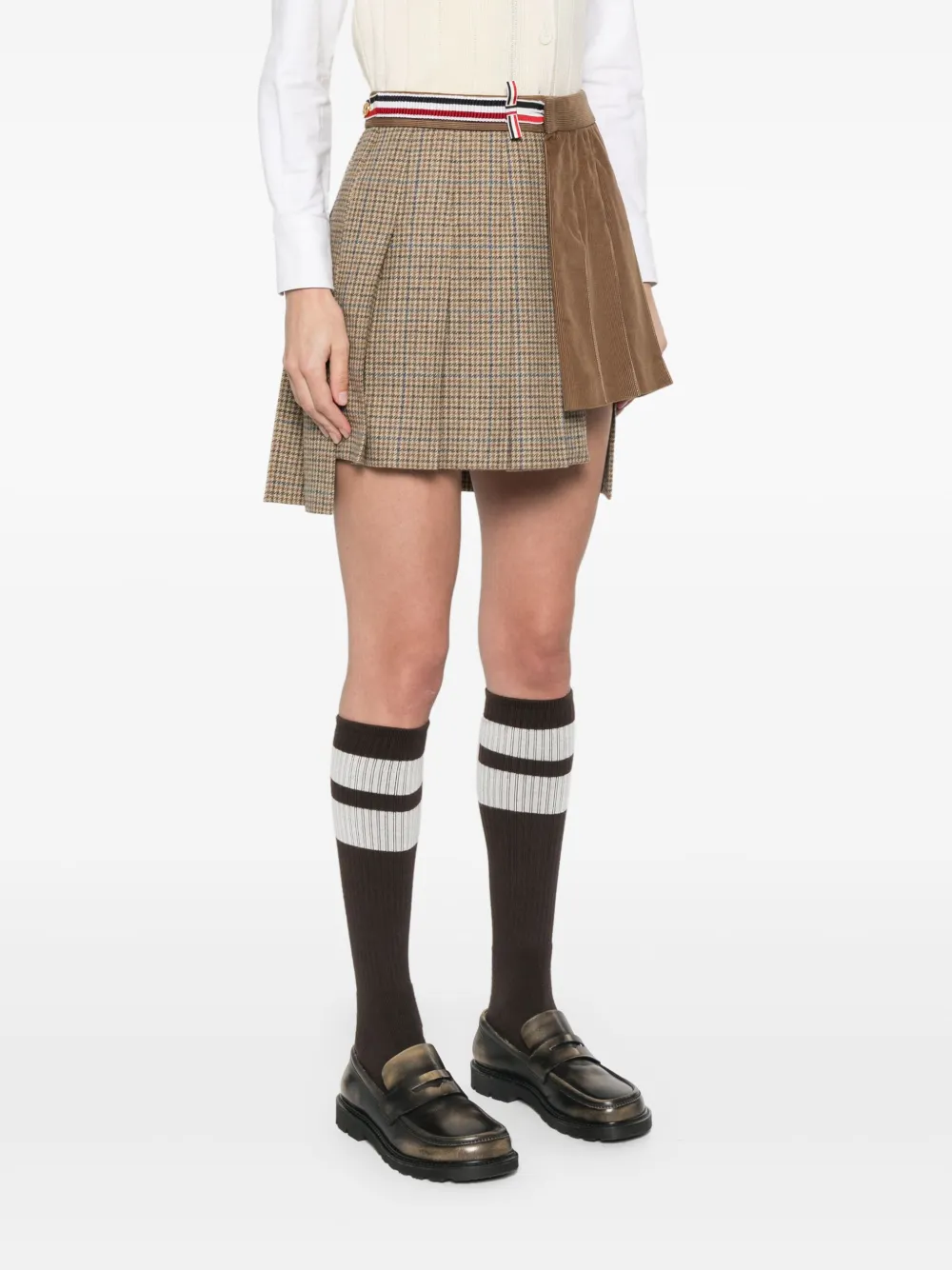 Thom Browne Ginclub geruite Cheviot tweed mini-rok Bruin