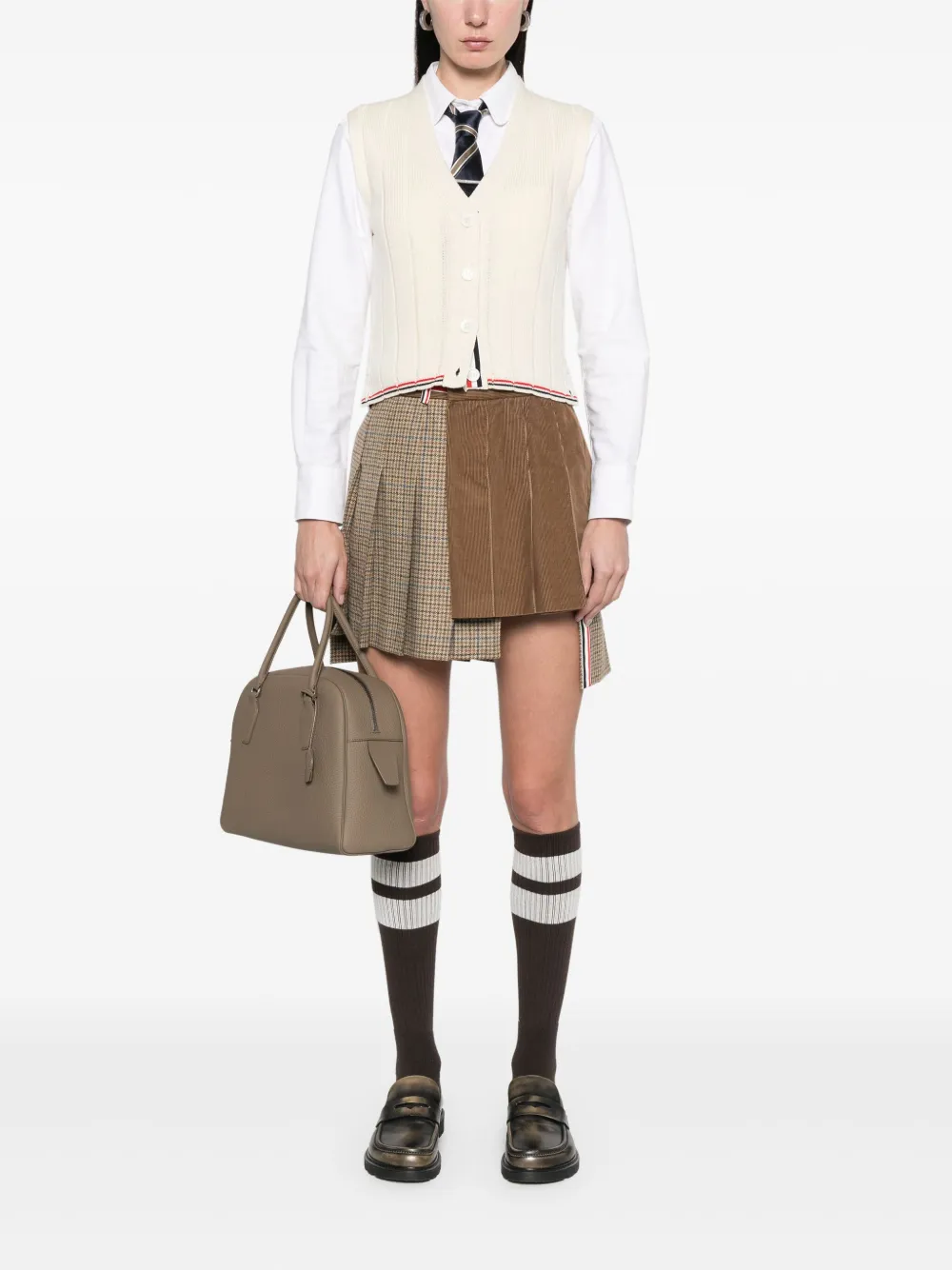 Thom Browne Ginclub geruite Cheviot tweed mini-rok Bruin