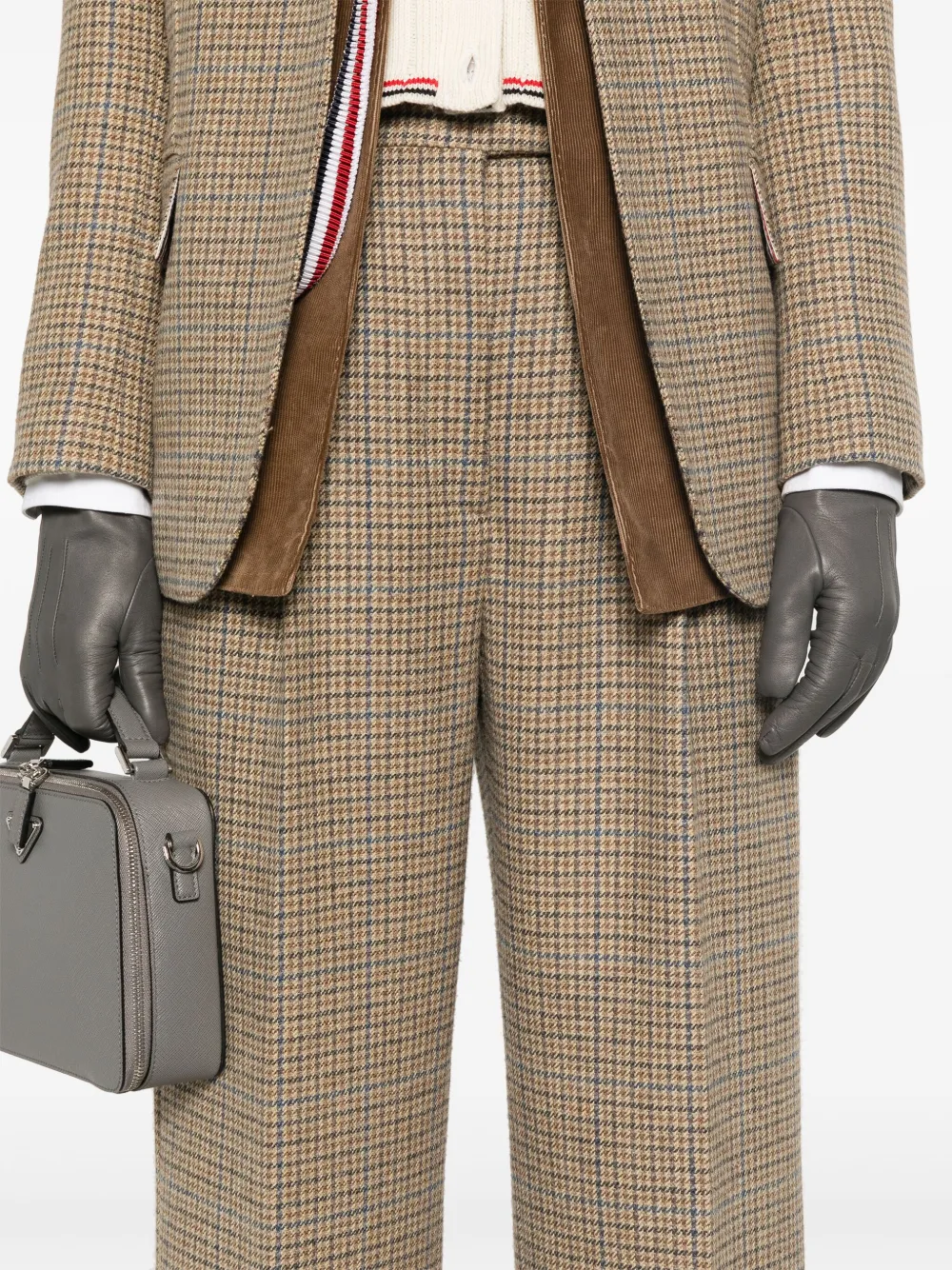 Thom Browne Ginclub geruite Cheviot tweed broek Bruin
