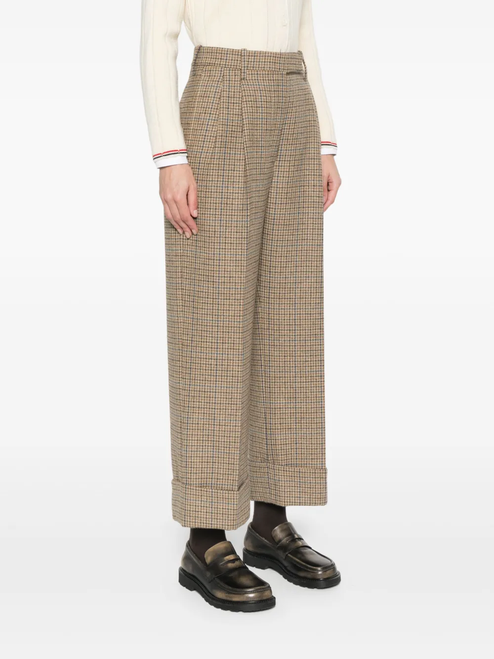 Thom Browne Ginclub geruite Cheviot tweed broek Bruin
