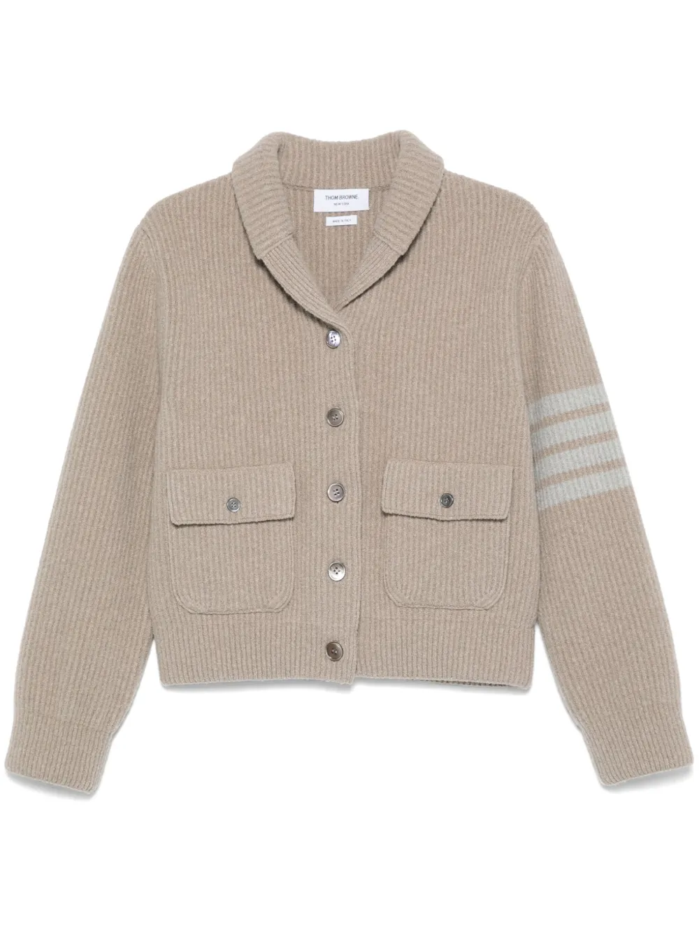 Thom Browne 4 Bar Stripes tuck ribbed bomber jacket | Brown | Image 1