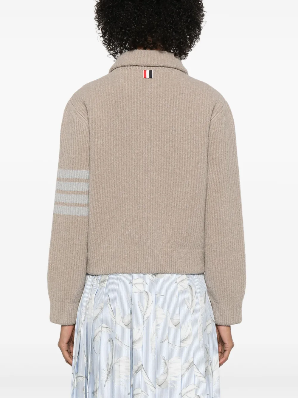 Thom Browne 4 Bar Stripes geribbeld bomberjack Bruin