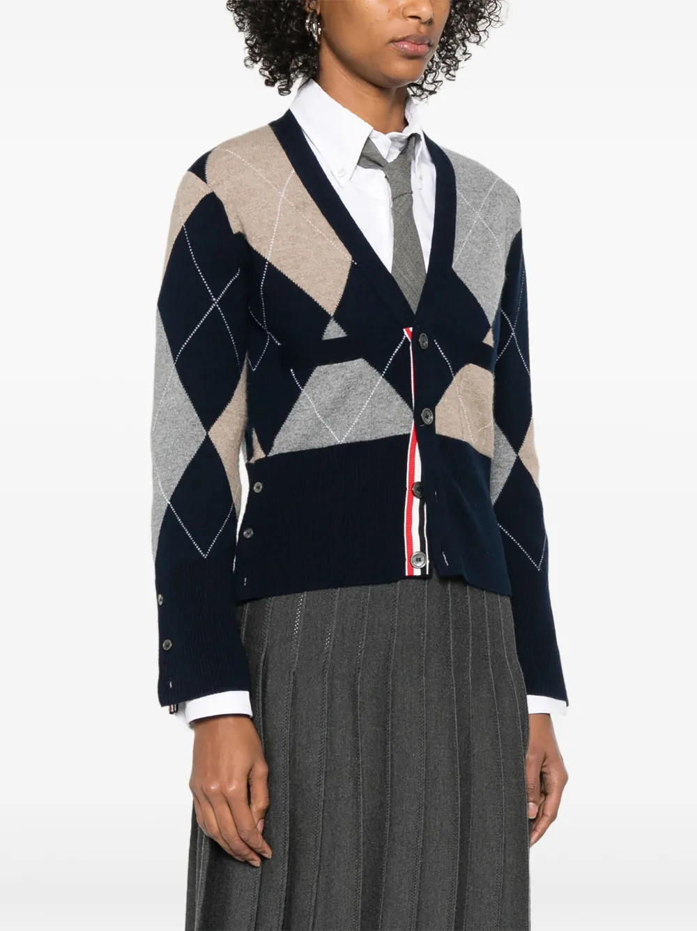 Thom Browne Kasjmier vest met argyle intarsia Blauw