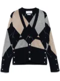 Thom Browne argyle intarsia cashmere cardigan - Blue
