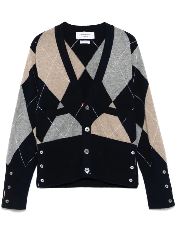 Thom Browne カシミア アーガイル インターシャ カーディガン Thom Browne カシミア アーガイル インターシャ カーディガン