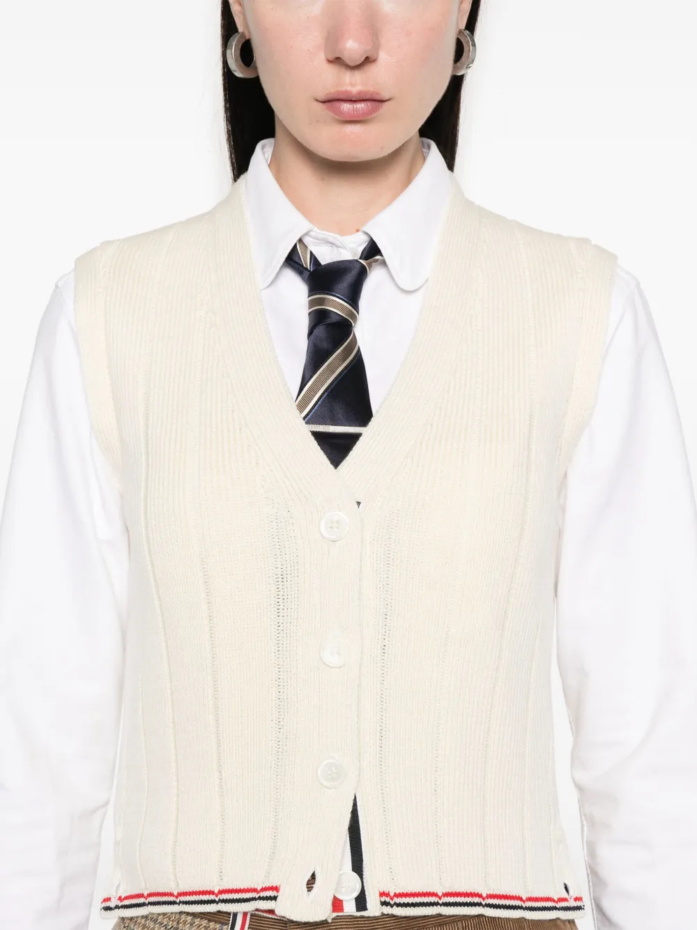 Thom Browne Geribbeld hemd Beige
