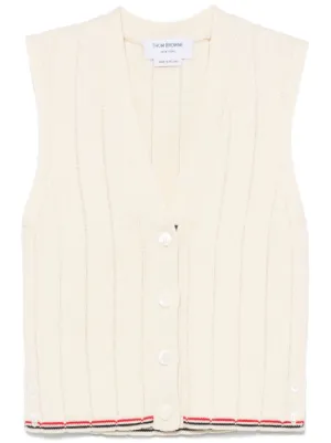 THOM BROWNE アイボリー Vネックベスト　新品 Thom Browne ウィメンズ ベスト＆タンクトップ通販 - FARFETCH
